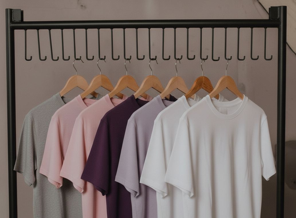 Comparison chart showing different GSM fabric weights and quality levels for t-shirts